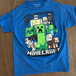 Blue Minecraft Short Sleeve Tee with Creeper Design